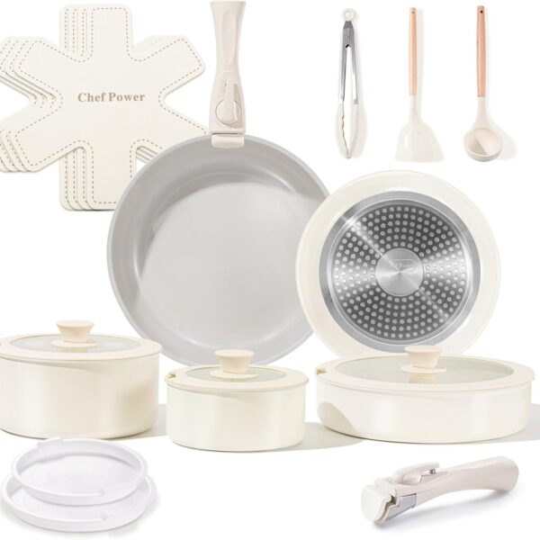 Chef Power Ceramic Nonstick Pots and Pans Set 19 Piece